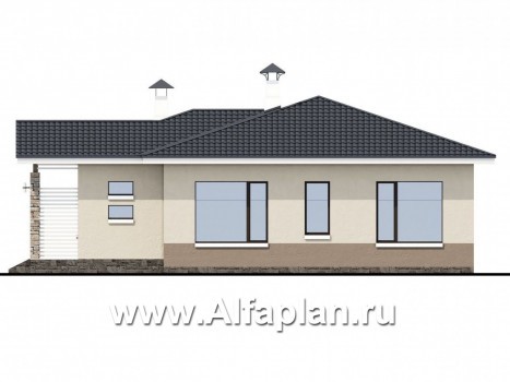 Проекты домов Альфаплан - «Мелета» - компактный и уютный одноэтажный дом с двумя спальнями - превью фасада №2