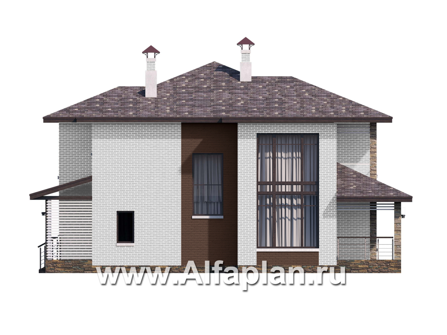 Проекты домов Альфаплан - «Эридан» - современный стильный дом с двусветной гостиной - изображение фасада №3