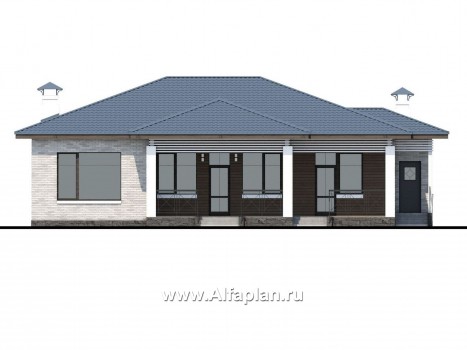 Проекты домов Альфаплан - «Калипсо» - комфортабельный одноэтажный дом  с вариантами планировки - превью фасада №4