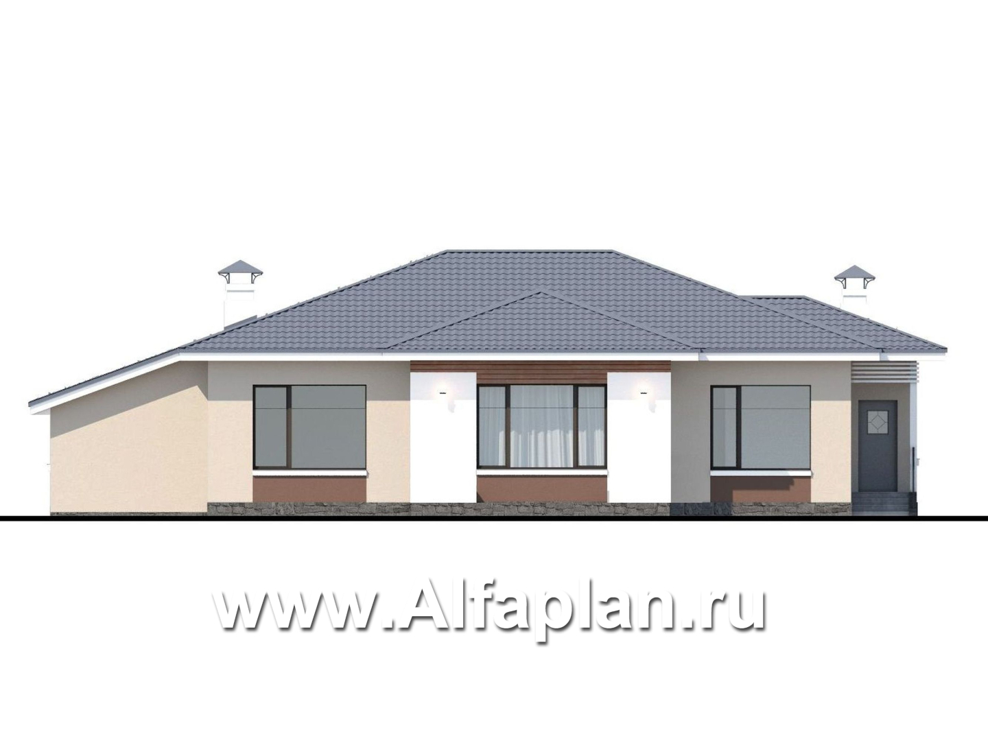 Проекты домов Альфаплан - «Калипсо» - комфортабельный одноэтажный дом с большим гаражом - изображение фасада №4