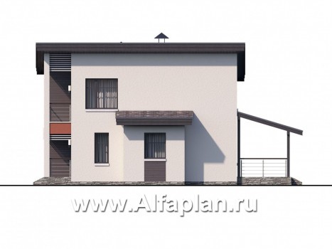 Проекты домов Альфаплан - «Рациональ» - компактный коттедж с односкатной кровлей - превью фасада №2