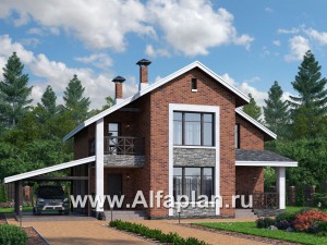 Проекты домов Альфаплан - «Ижора» - небольшой классический дом с двускатной кровлей - превью основного изображения