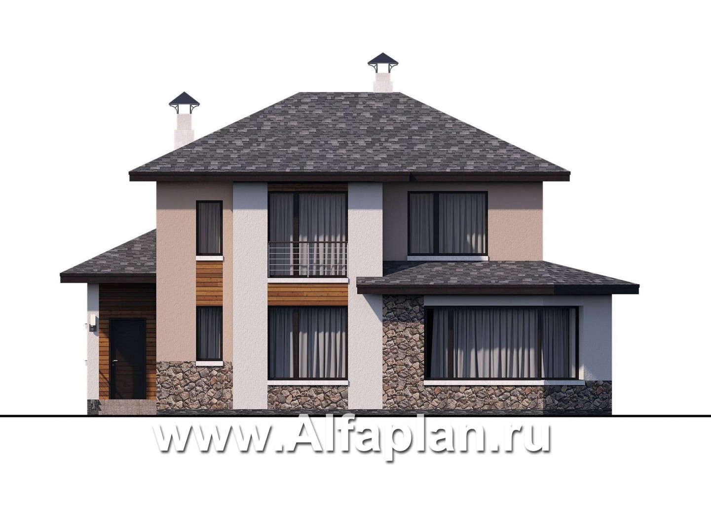 Проекты домов Альфаплан - «Стимул» - рациональный загородный дом с просторной гостиной - изображение фасада №1