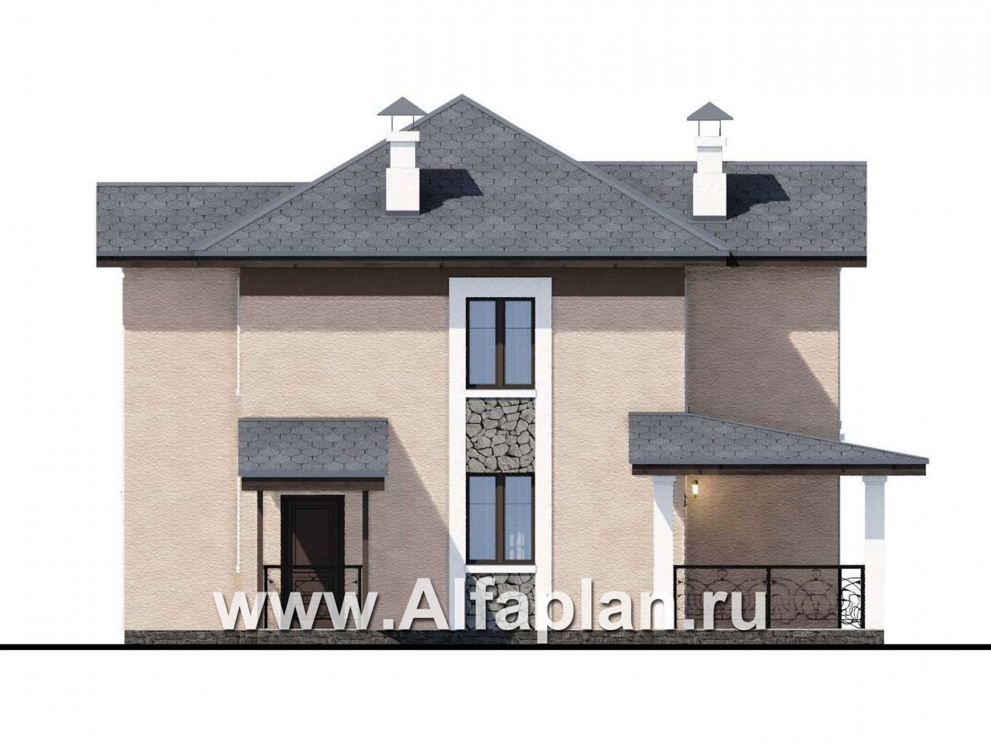 Проекты домов Альфаплан - «Модерн» - каркасный дом в стиле начала 20-го века - изображение фасада №3