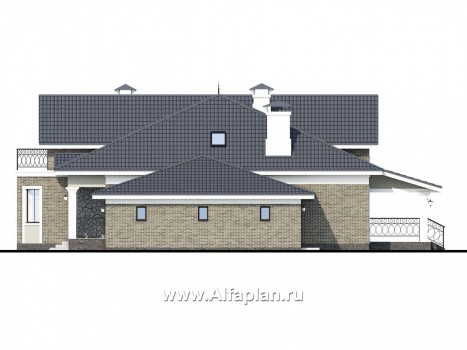 «Валдай» - проект дома с мансардой, из газобетона, с эркером, гаражом и террасой - превью фасада дома