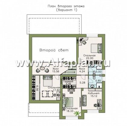 Проекты домов Альфаплан - «Мажестик» - современный  коттедж в полтора этажа с гаражом - превью плана проекта №2