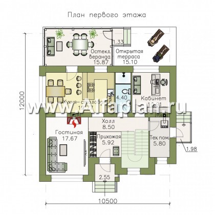 Проекты домов Альфаплан - «Лас Флорес» - романтический коттедж с оптимальной площадью - превью плана проекта №1