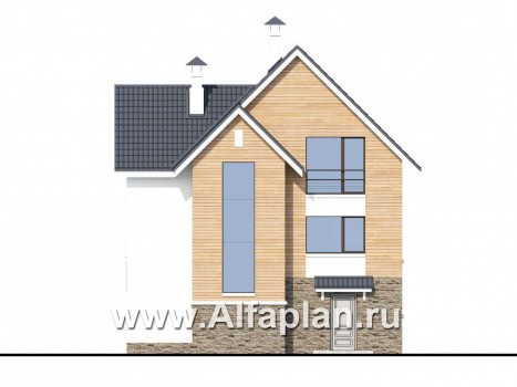 Проекты домов Альфаплан - «Сапфир» - трехэтажный дом с большим гаражом для маленького участка - превью фасада №4