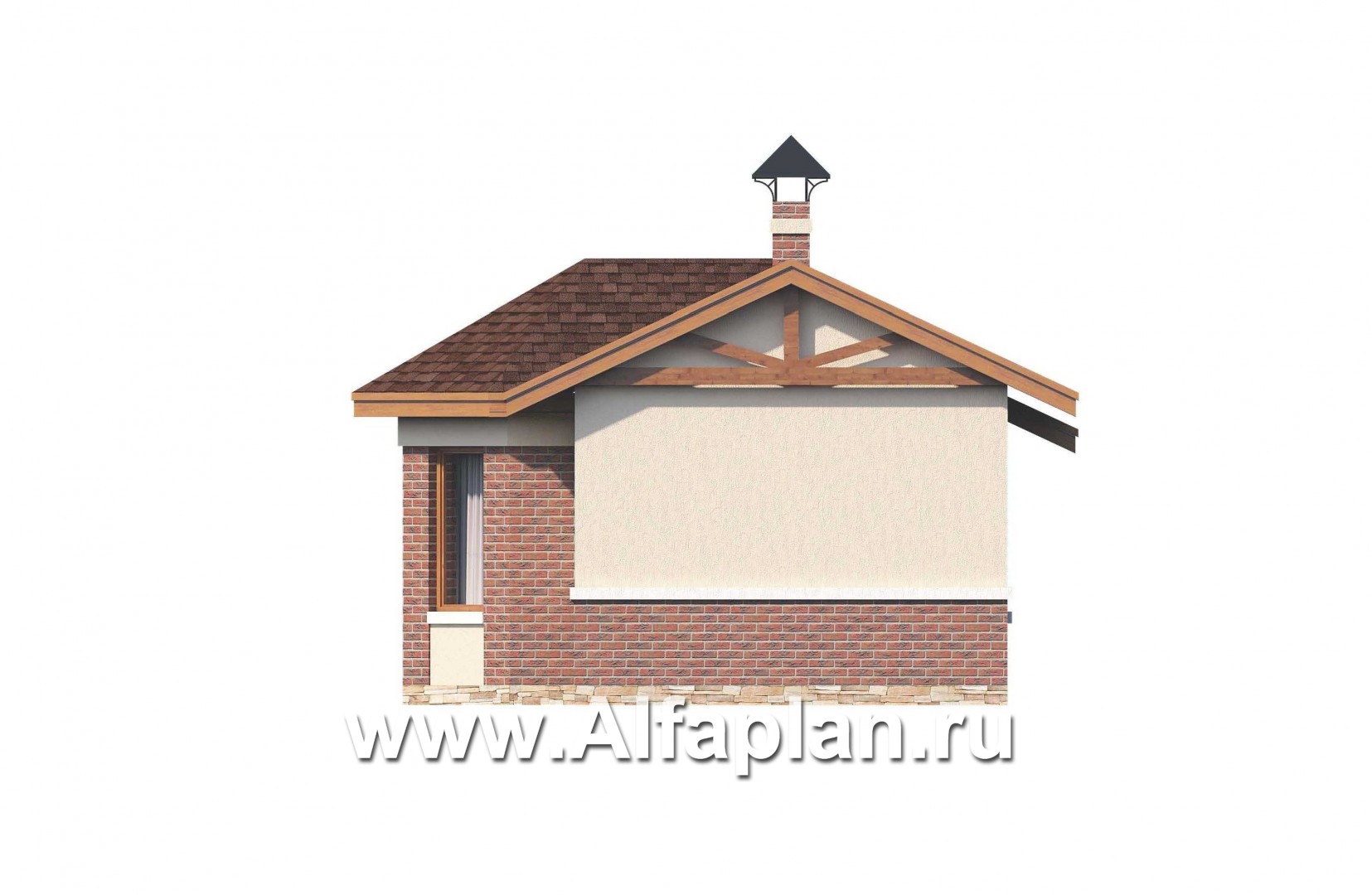 Проекты домов Альфаплан - Удобная современная баня с верандой - изображение фасада №2