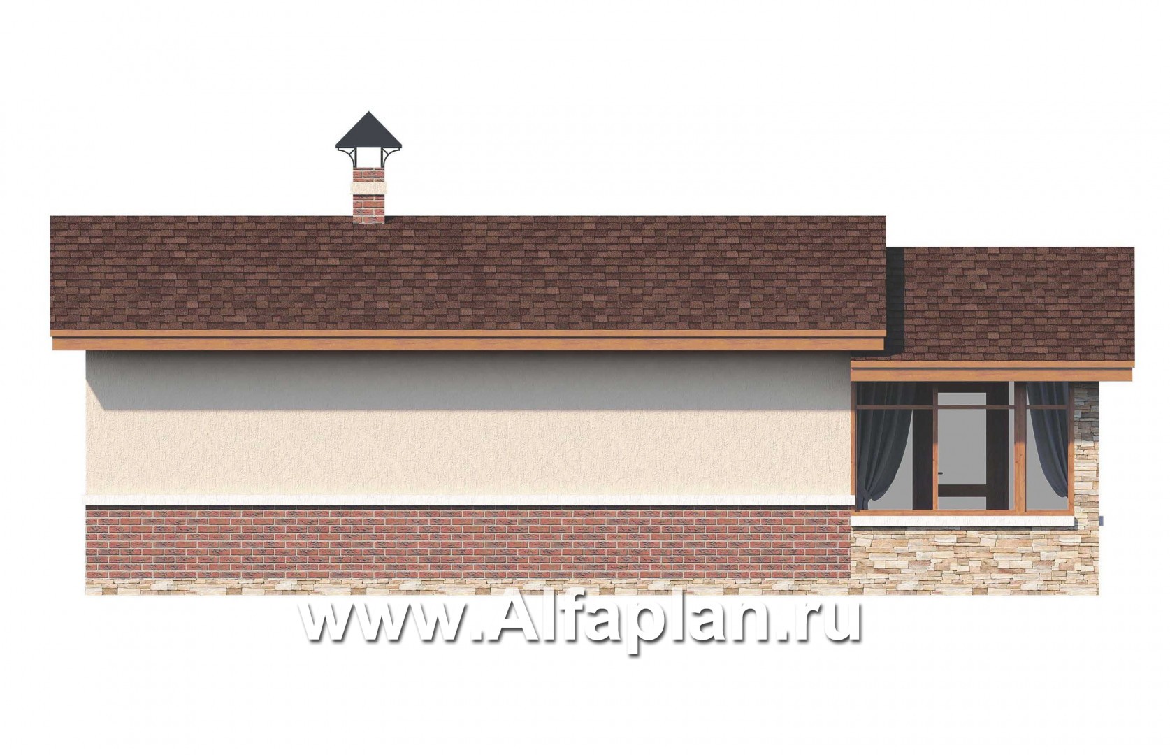 Проекты домов Альфаплан - Удобная современная баня с верандой - изображение фасада №4