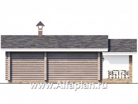 Проекты домов Альфаплан - Уютная одноэтажная деревянная баня с крытой террасой - превью фасада №4
