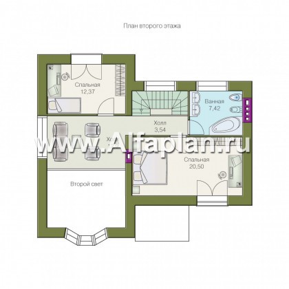 Проекты домов Альфаплан - «Фантазия» - проект дома с компактным планом для небольшого участка - превью плана проекта №2