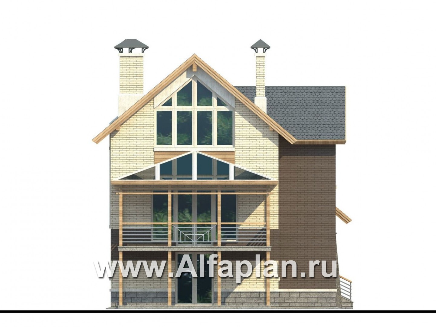 Проекты домов Альфаплан - «Экспрофессо»- компактный трехэтажный коттедж - изображение фасада №4