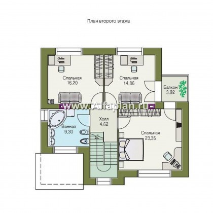 Проекты домов Альфаплан - «Дипломат» - загородный дом с бильярдной - превью плана проекта №2