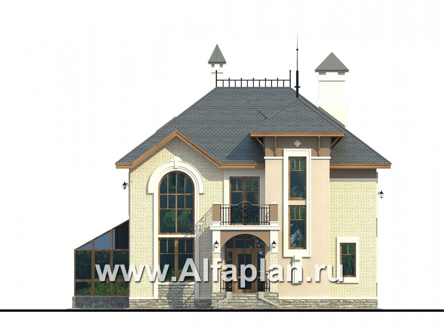 Проекты домов Альфаплан - «Разумовский» - элегантный загородный дом - изображение фасада №1