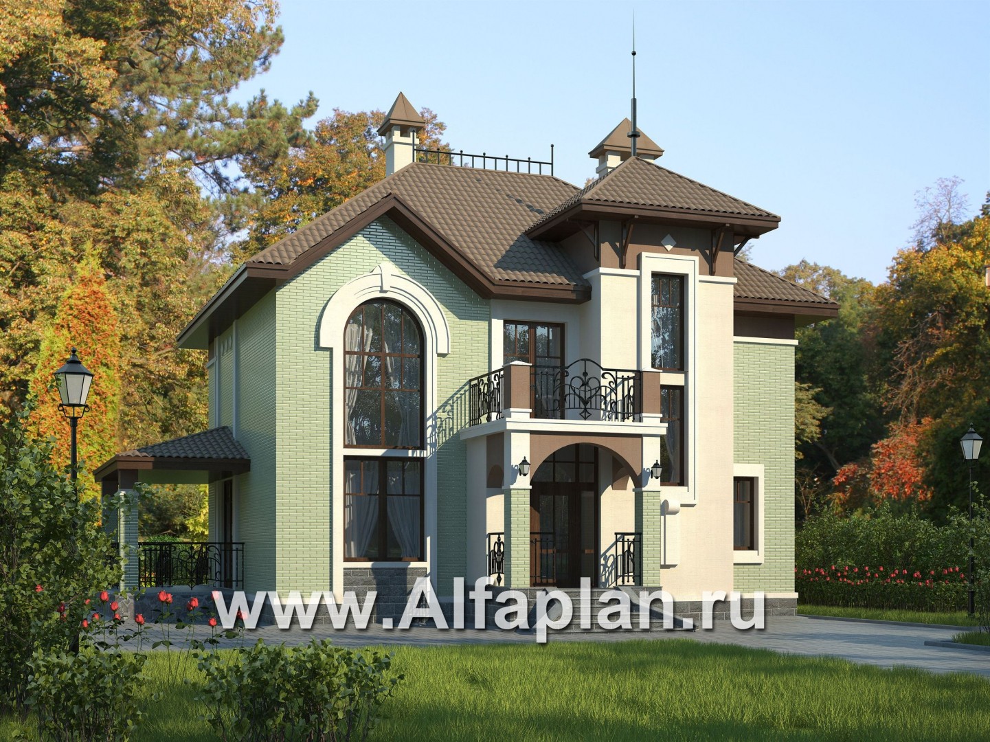 Проекты домов Альфаплан - «Разумовский» - элегантный загородный дом - дополнительное изображение №1