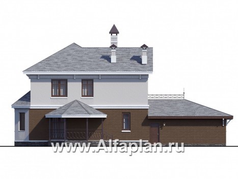 Проекты домов Альфаплан - «Классика»- двухэтажный особняк с эркером и большим гаражом - превью фасада №4