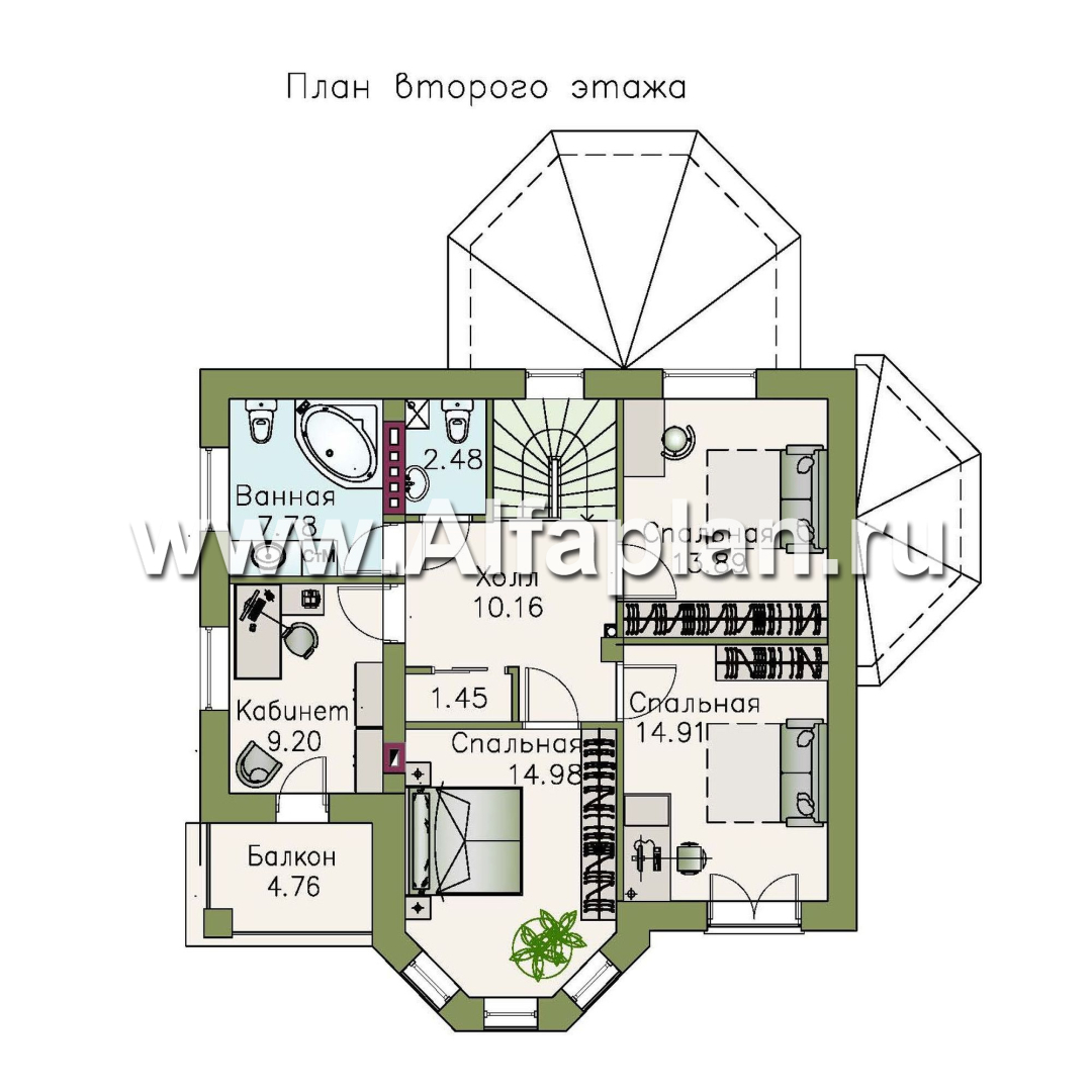 Проекты домов Альфаплан - «Классический» - классический особняк с комнатой на первом этаже - изображение плана проекта №2