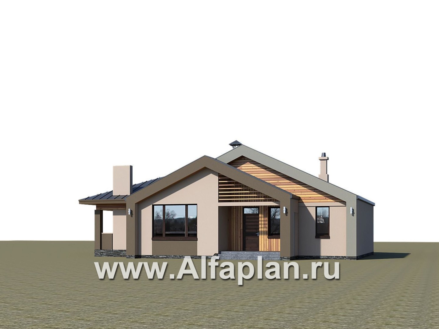 Проекты домов Альфаплан - «Аркада» - современный одноэтажный дом с фальцевой кровлей - дополнительное изображение №1