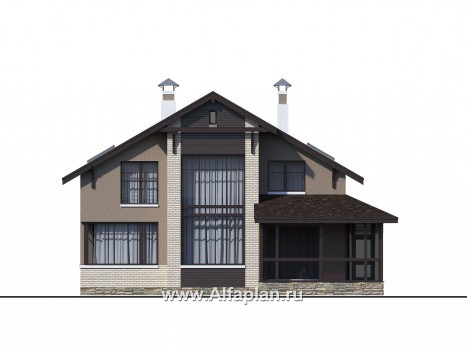 «Регата» -проект дома с двускатной крышей - превью фасада дома