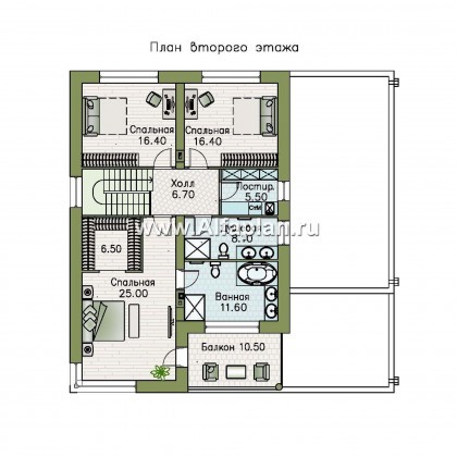 Проекты домов Альфаплан - «Спектр» - проект современного дома с двумя жилыми комнатами на 1-ом этаже - превью плана проекта №2