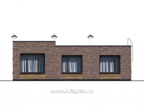 Проекты домов Альфаплан - «Фортис» - одноэтажный дом с плоской кровлей - превью фасада №4