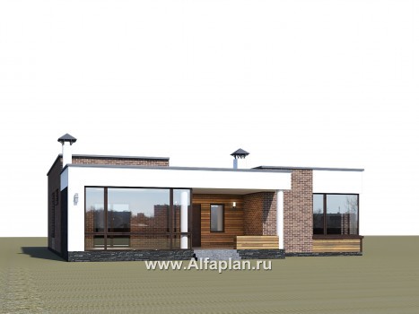 Проекты домов Альфаплан - «Фортис» - одноэтажный дом с плоской кровлей - превью дополнительного изображения №1