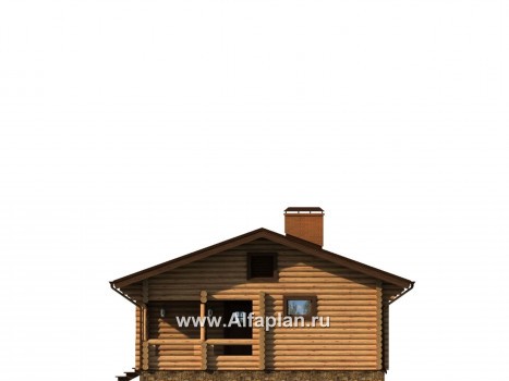 Проекты домов Альфаплан - Проект одноэтажного бревенчатого дома для отдыха - превью фасада №3