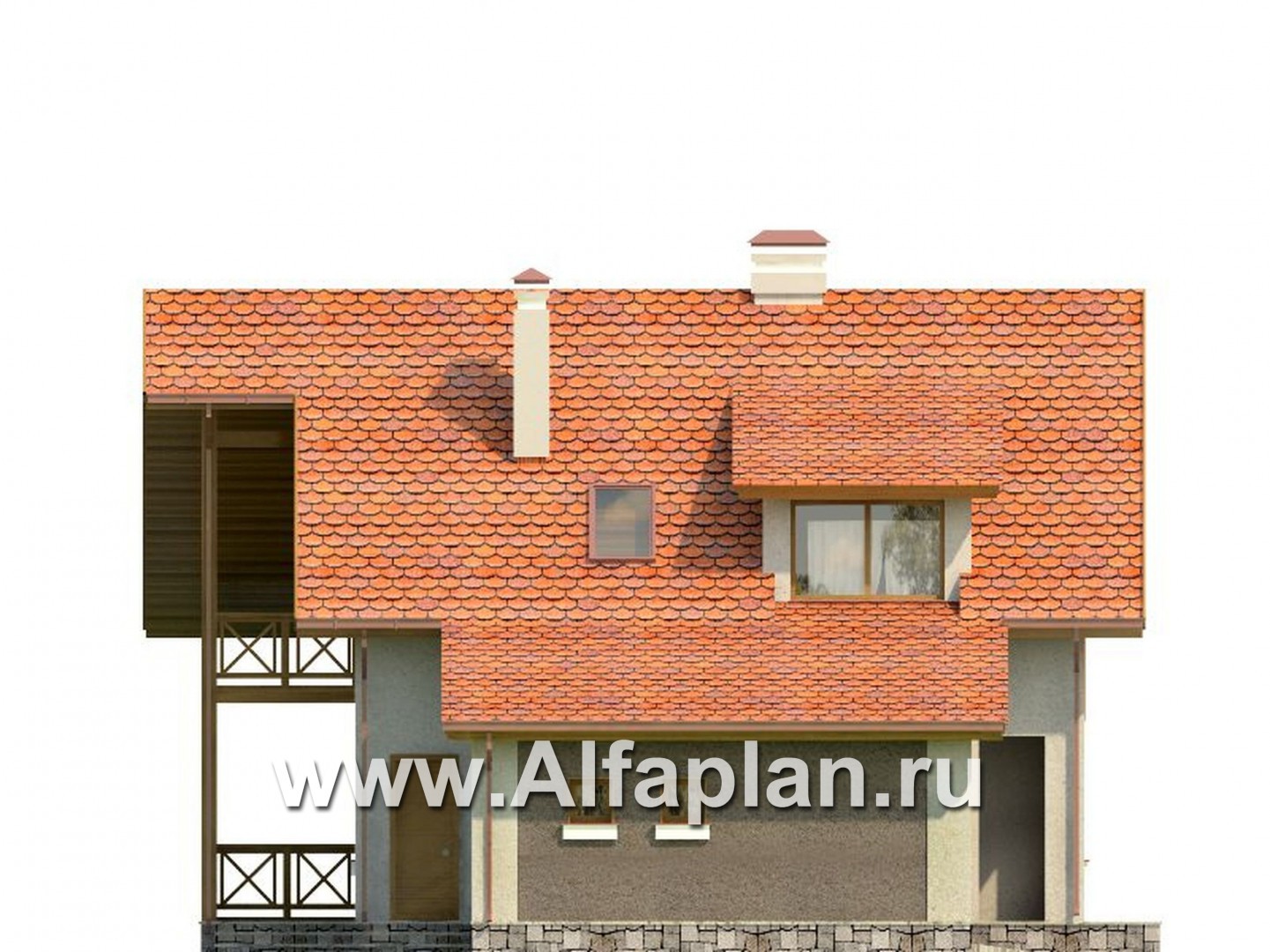 Проекты домов Альфаплан - Проект экономичного дома из газобетона - изображение фасада №3