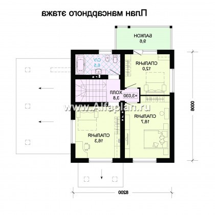 Проекты домов Альфаплан - Проект мансардного дома с навесом для машины - превью плана проекта №2