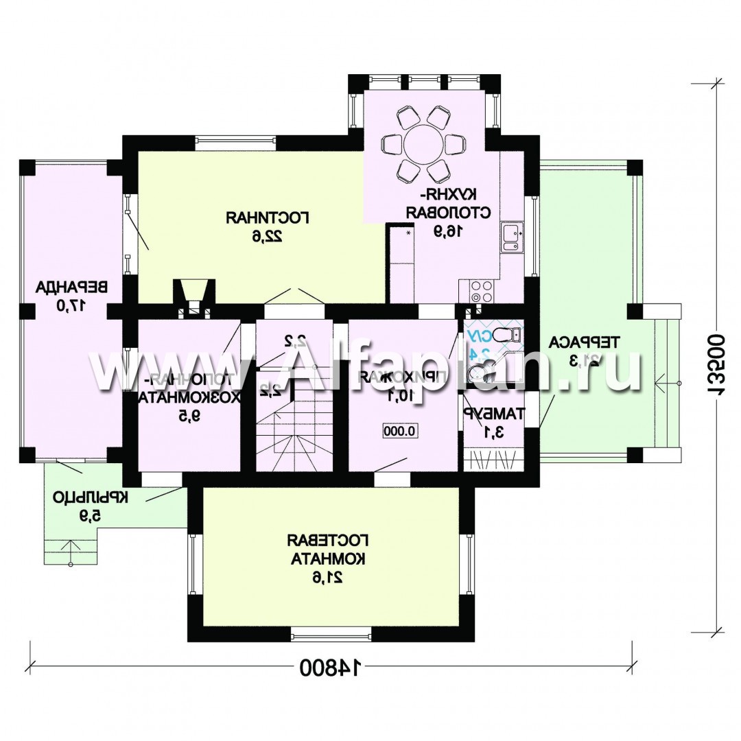 Проекты домов Альфаплан - Проект двухэтажного дома с восточными мотивами - план проекта №1