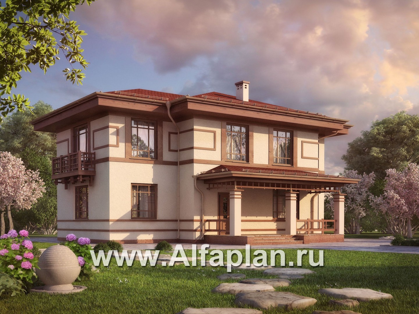Проекты домов Альфаплан - Проект двухэтажного дома с восточными мотивами - дополнительное изображение №1