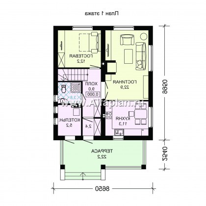 Проекты домов Альфаплан - Проект небольшого дома для загородной жизни - превью плана проекта №1