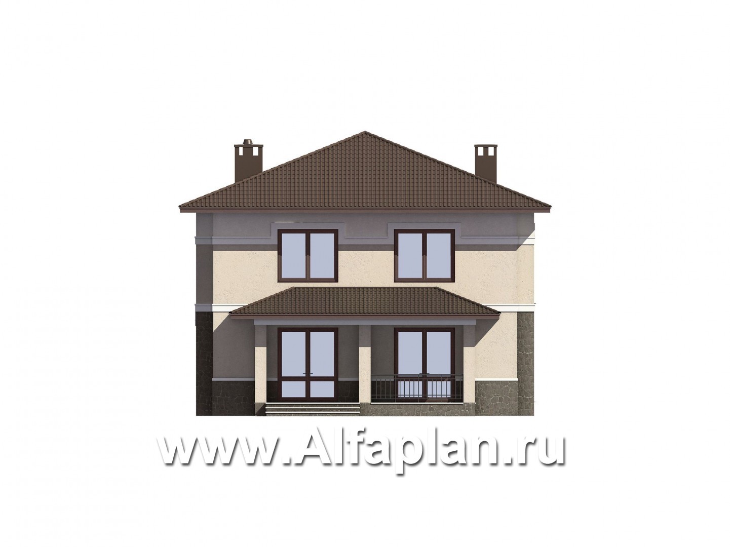 Проекты домов Альфаплан - Проект двухэтажного особняка с удобной планировкой - изображение фасада №1