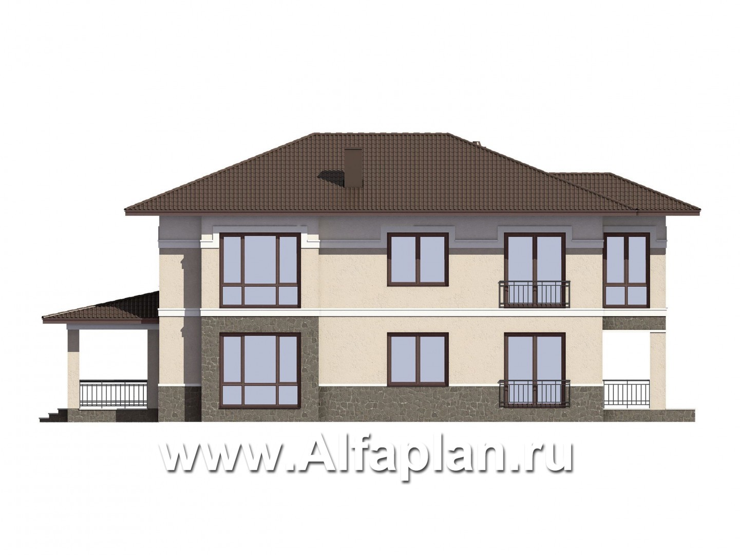 Проекты домов Альфаплан - Проект двухэтажного особняка с удобной планировкой - изображение фасада №2