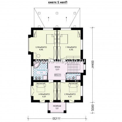 Проекты домов Альфаплан - Проект двухэтажного особняка с удобной планировкой - превью плана проекта №2