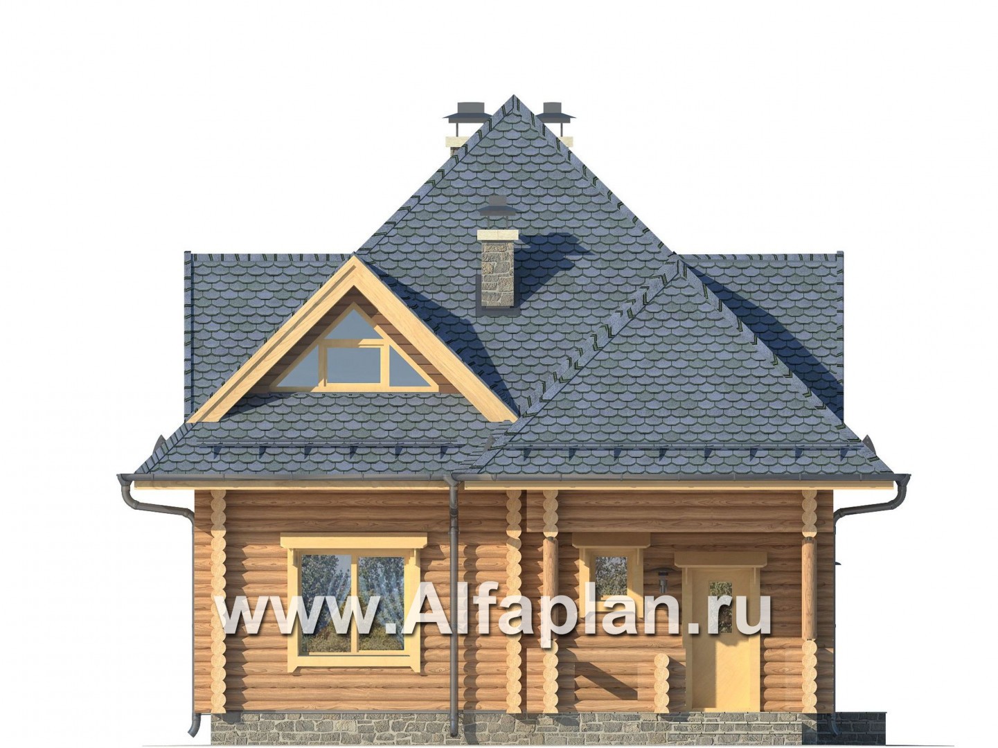 Проекты домов Альфаплан - Проект компактного деревянного дома - изображение фасада №1