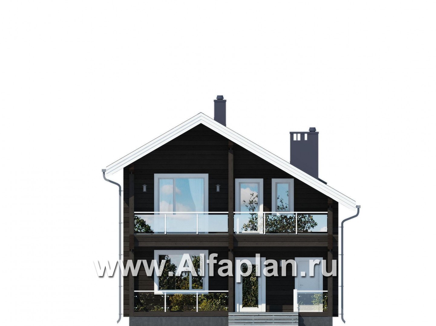 Проекты домов Альфаплан - Проект удобного дома-дача для загородного отдыха - изображение фасада №1