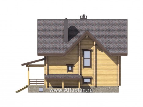 Проекты домов Альфаплан - Проект компактного деревянного дома с цоколем - превью фасада №4