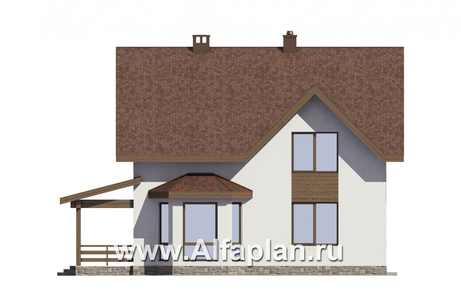 Проекты домов Альфаплан - Проект компатного дома с навесом для машины - изображение фасада №3