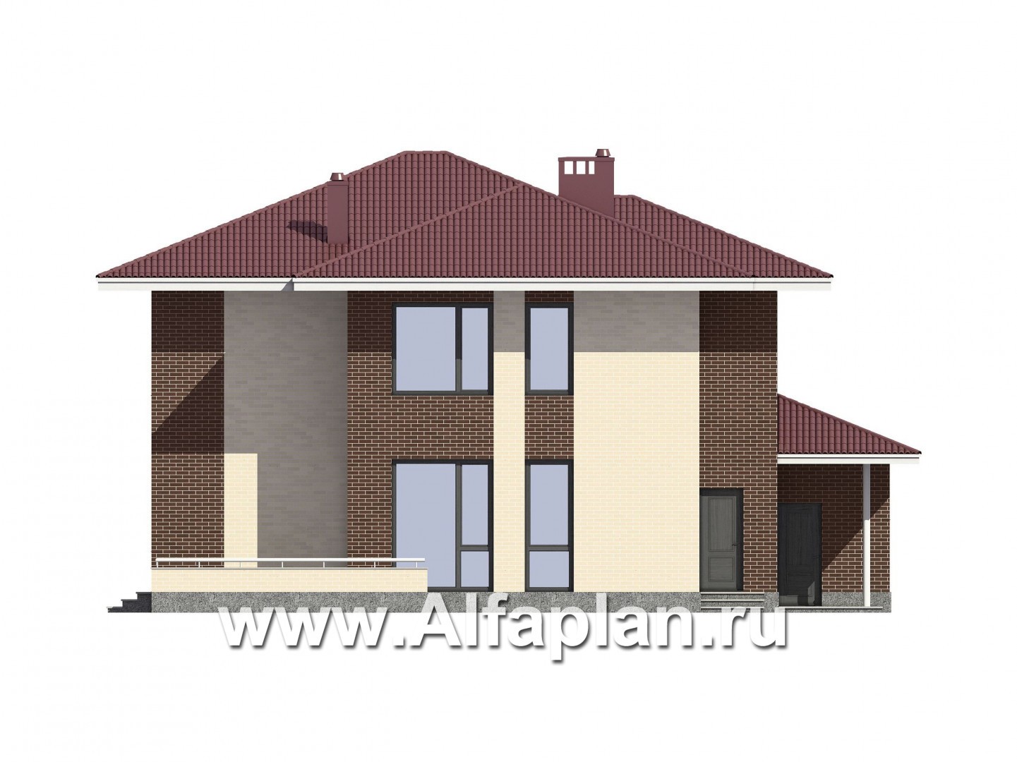 Проекты домов Альфаплан - Проект комфортабельного дома в современном стиле - изображение фасада №3