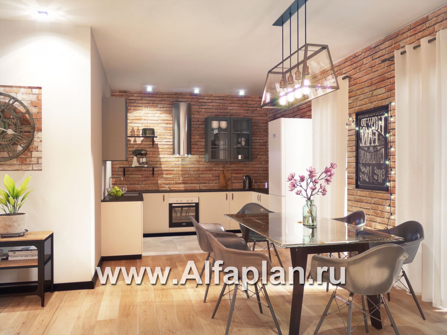 Проекты домов Альфаплан - Проект двухэтажного  дома с угловым остеклением - дополнительное изображение №4