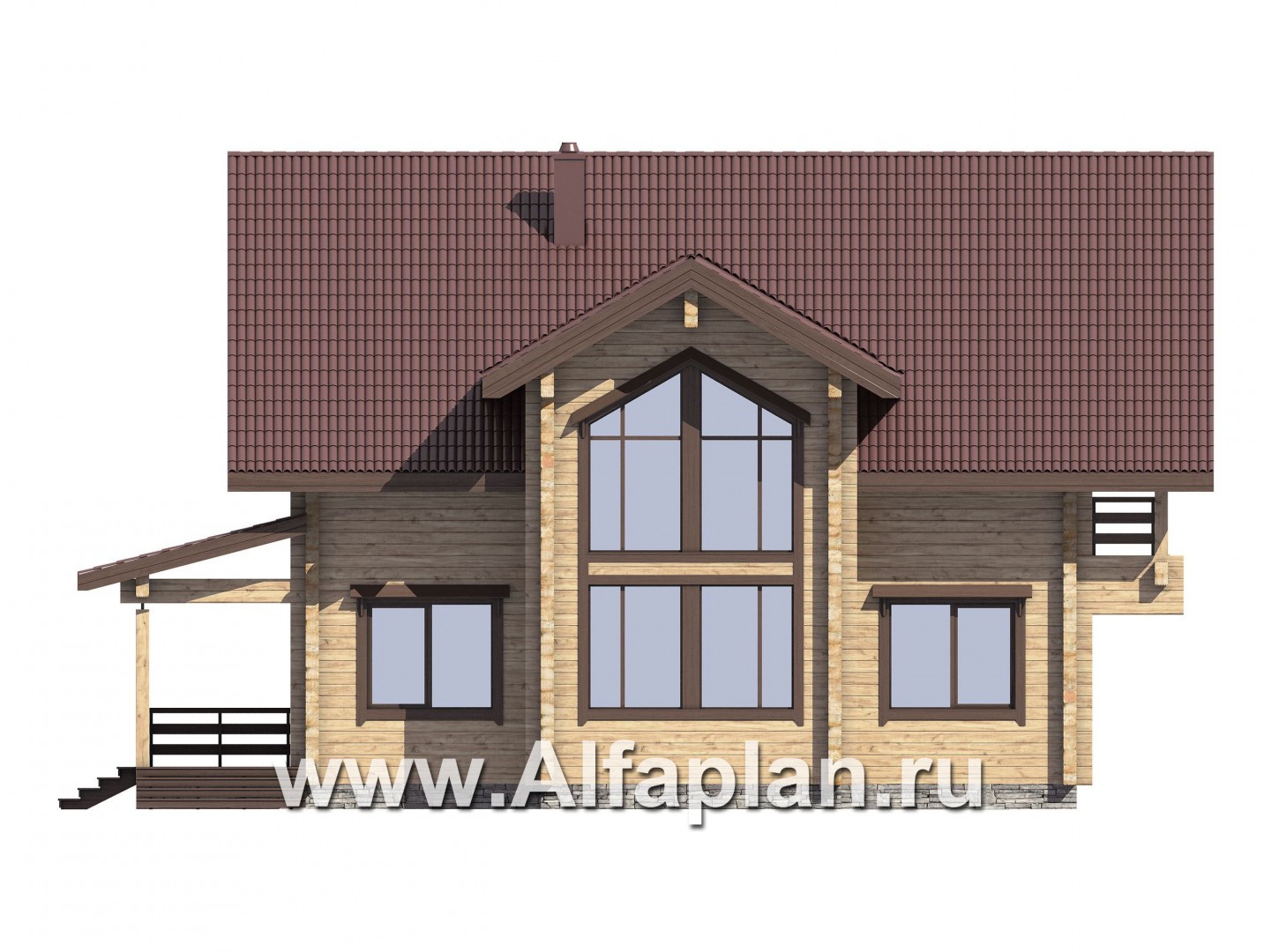 Проекты домов Альфаплан - Проект комфортабельного дома из бруса - изображение фасада №2