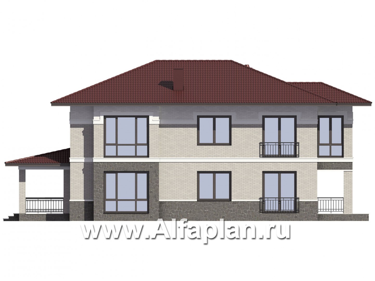 Проекты домов Альфаплан - Проект двухэтажного дома для узкого участка - изображение фасада №4