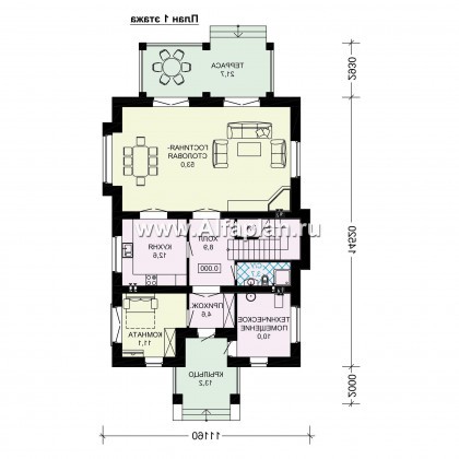Проекты домов Альфаплан - Проект двухэтажного дома для узкого участка - превью плана проекта №1