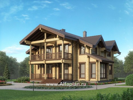 Проекты домов Альфаплан - Проект загородного дома из бруса для большой семьи - превью дополнительного изображения №1