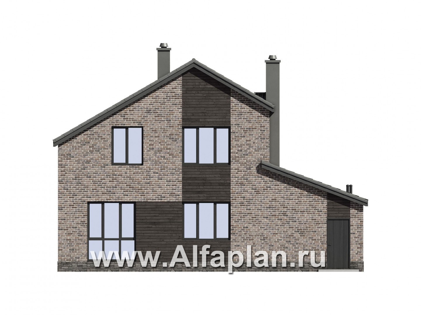 Проекты домов Альфаплан - Проект двухэтажного загородного дома с гаражом - изображение фасада №3