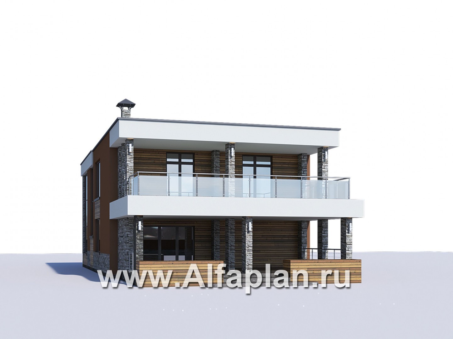 Проекты домов Альфаплан - «Бетельгейзе» - хай-тек вилла с плоской кровлей - дополнительное изображение №1