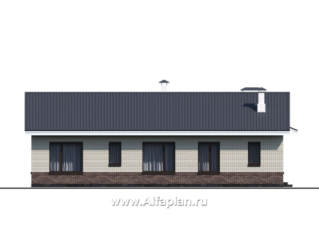 Проекты домов Альфаплан - «Бережки» - одноэтажный коттедж:  удачный план дома, красивый фасад - превью фасада №3