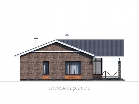 Проекты домов Альфаплан - «Бережки» - одноэтажный коттедж:  удачный план дома, красивый фасад - превью фасада №2